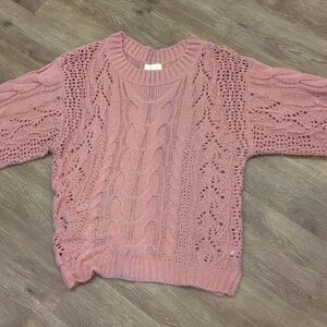 Golden Hour Bubble Sleeve Sweater Dress- Mauve, Size S, EUC